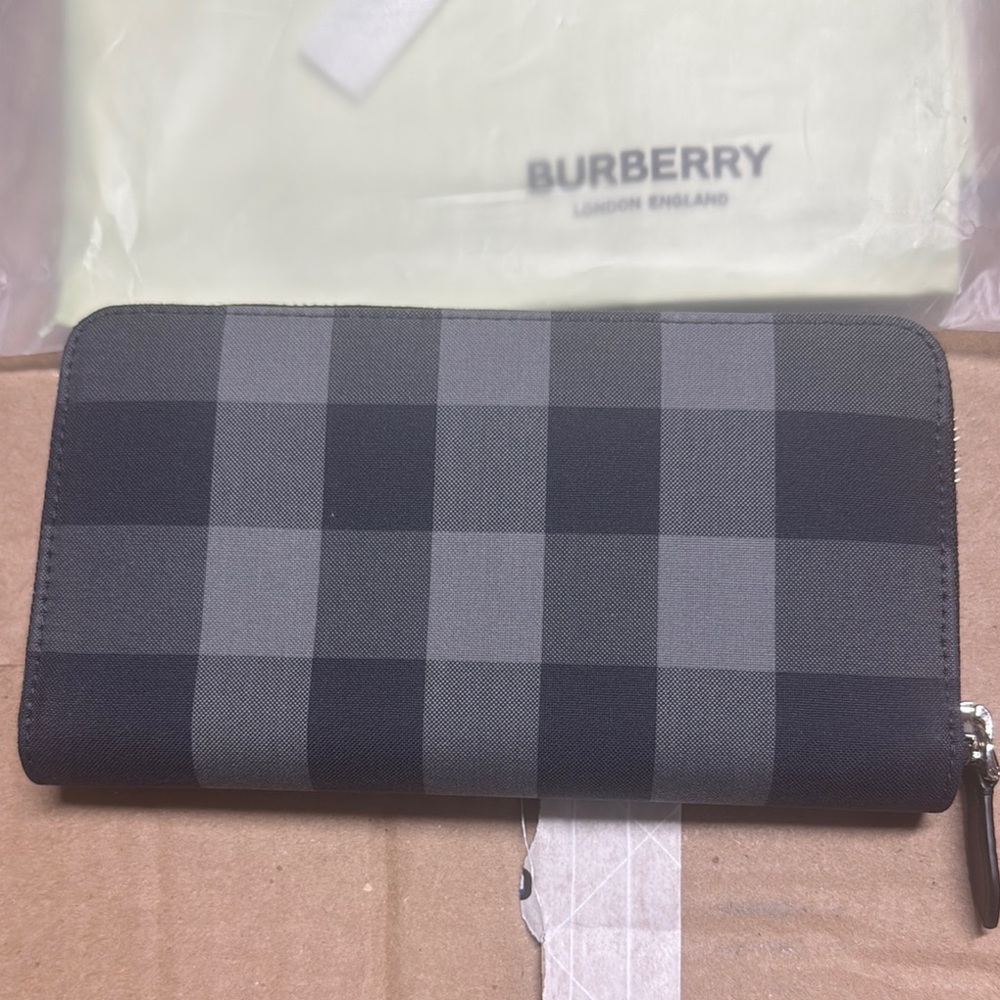 Burberry Charcoal and Slate Checkered Wallet